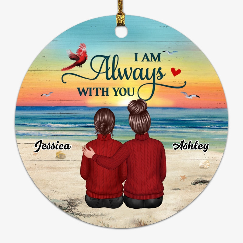 Back View Family Memorial Beach Landscape Personalized Circle Ornament
