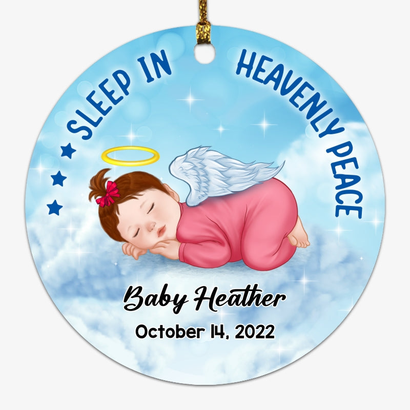 Sleep In Heavenly Infant Loss Stillborn Miscarriage Keepsake Memorial Personalized Circle Ornament