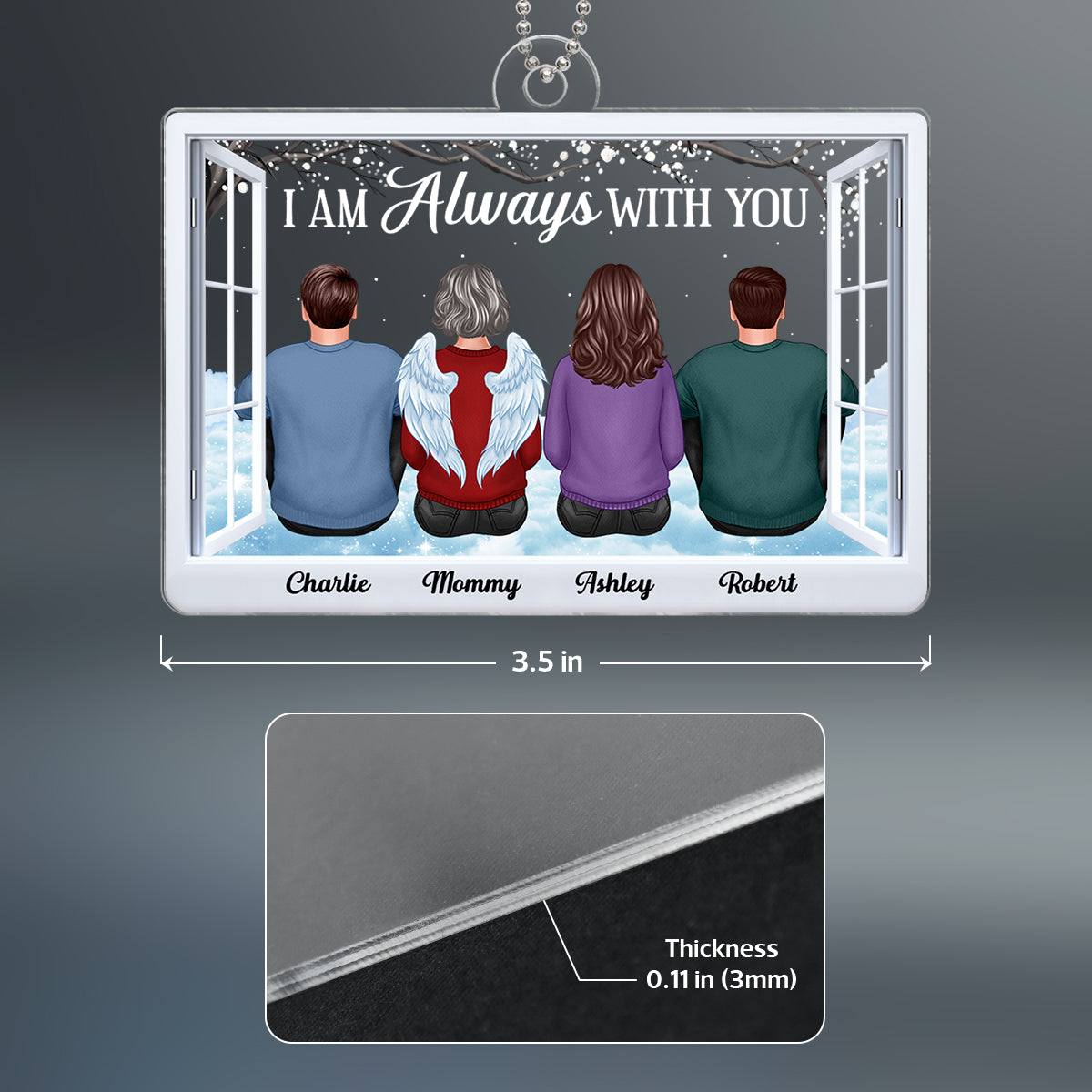 Those We Love Don‘t Go Away Memorial Gift Family Portrait Sympathy Gift Personalized Acrylic Ornament