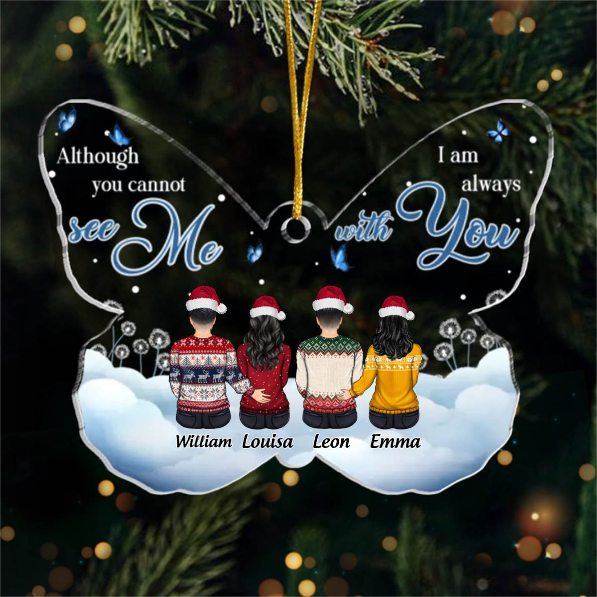 Custom Acrylic Ornament - Personalized Christmas Memorial Sympathy Gifts For Loss Of Mom, Dad - Never Apart