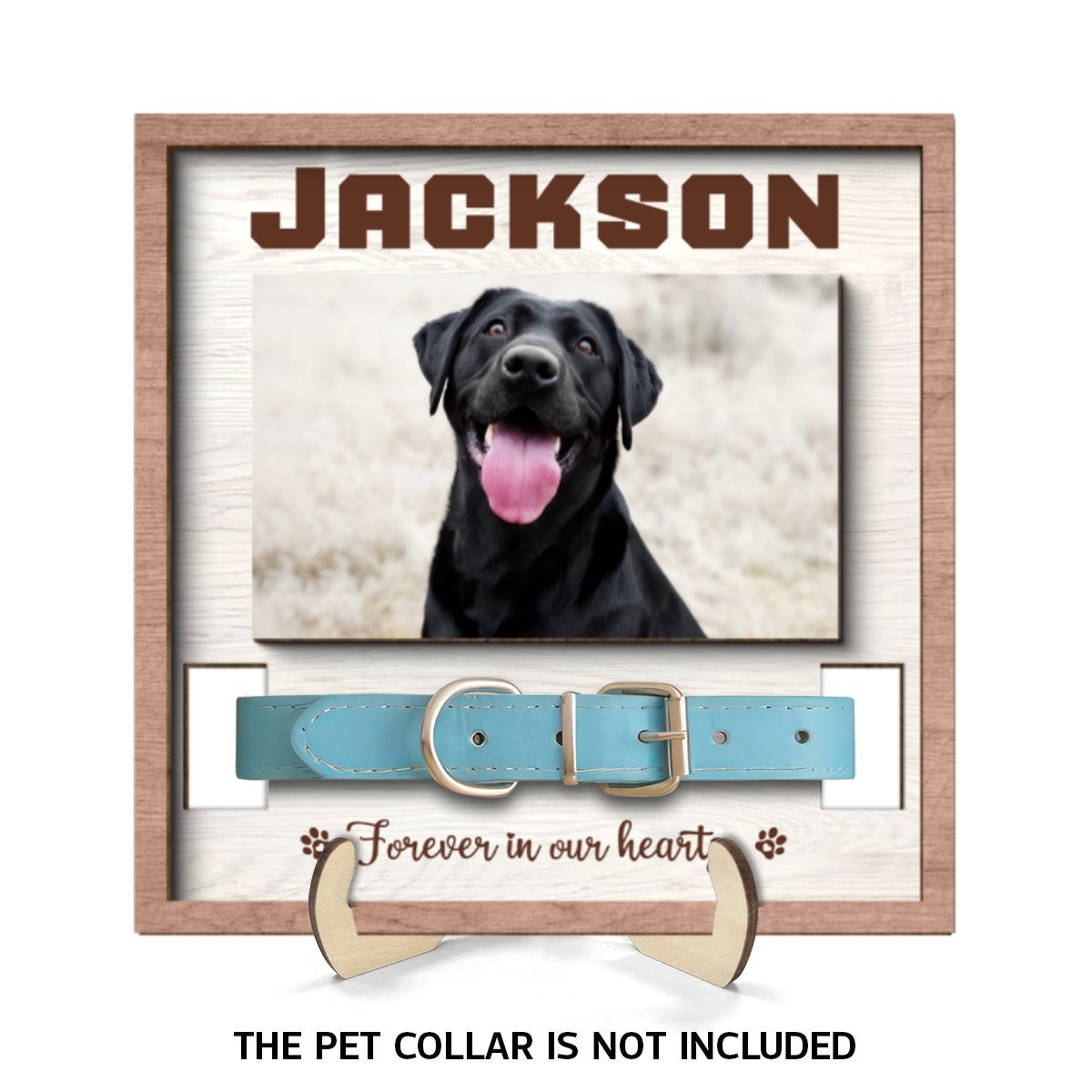 Pet Loss Pet Memorial Remembrance Gift Pet Collar Keepsake Photo Inserted Personalized Wooden Pet Collar Holder
