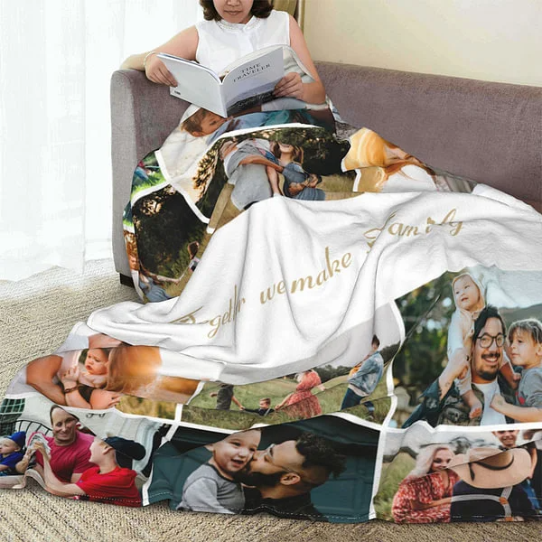 Personalised 12 Photos Collage Super Soft Blanket with Text Thanksgiving Day Christmas Gift for Family Friend