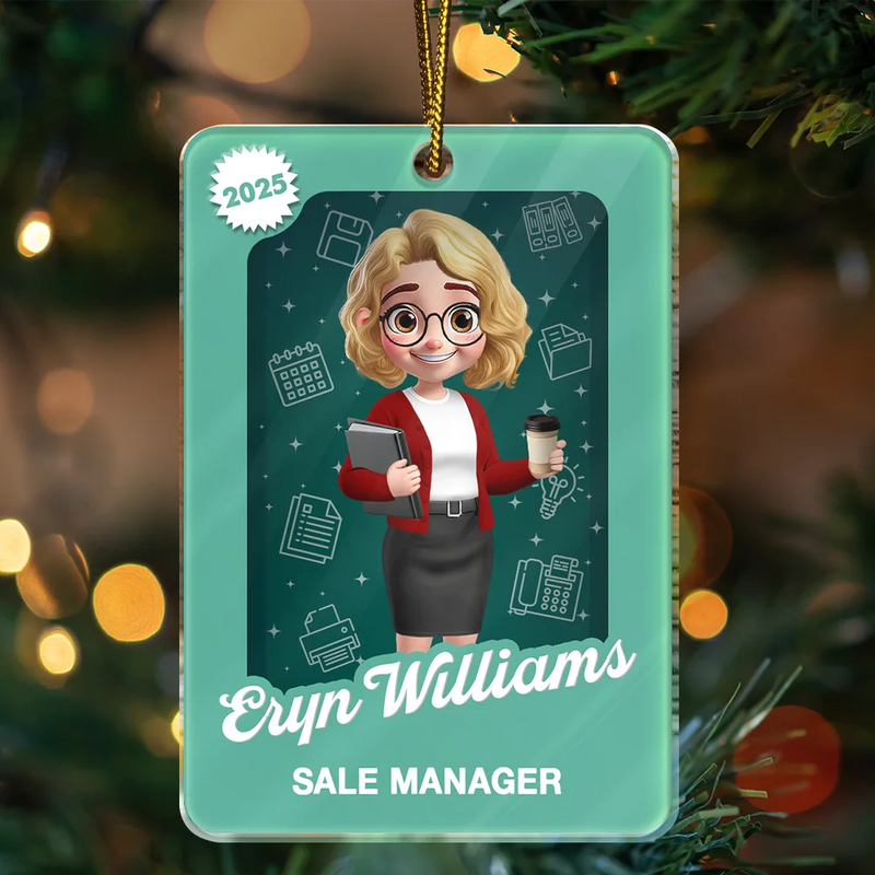 3D Effect Officer Woman Man Toy Box - Personalized Custom Shaped Acrylic Ornament