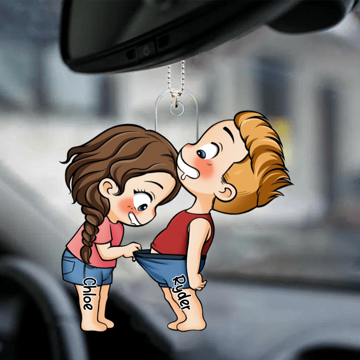 Cute Couple - Gift For Husband Wife, Anniversary - Personalized Car Ornament