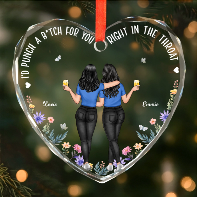 Custom Heart Acrylic Ornament - Personalized Christmas Best Friend Birthday Gifts For Women, Besties, Sisters, BFF - Sisters By Choice