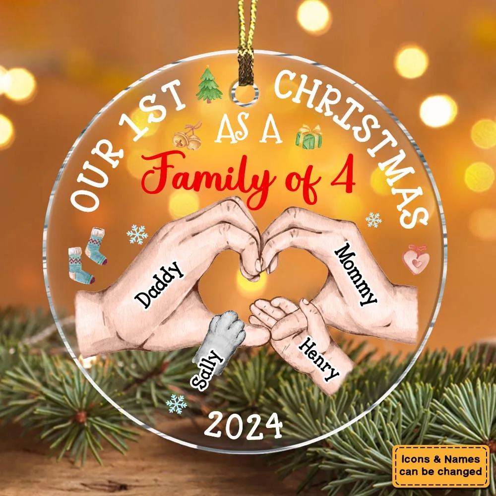 Personalized Our First Christmas As A Family Acrylic Circle Ornament