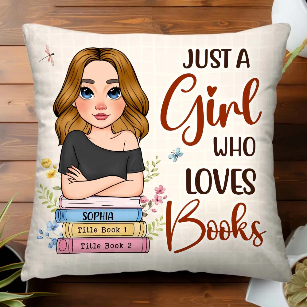 Personalized Favorite Book Reading A Girl Who Loves Books Pillow