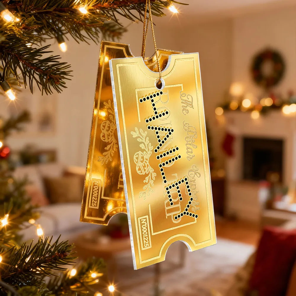 Polar Express Ticket Custom Name - Personalized Acrylic Ornament - Christmas Gift For Kids