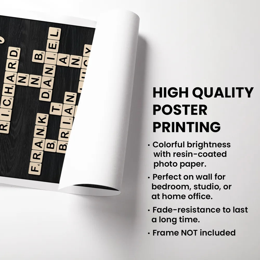 Family is the Heart of the Home Crossword Art - Personalized Poster - Unique Gift for Parents Grandparents