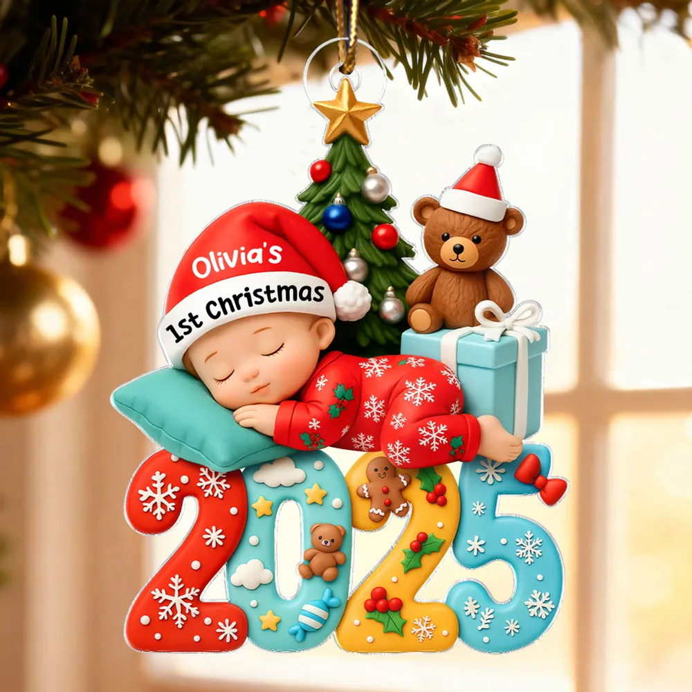 Baby First Christmas 2025 - Personalized Acrylic Ornament - Heartwarming Christmas Gift For New Born, Baby