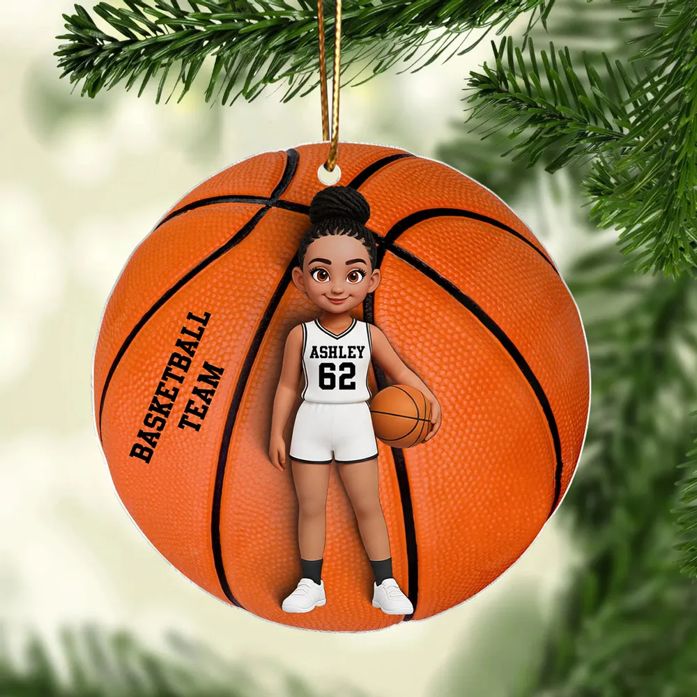 3D Effect Basketball Girl Boy - Personalized Acrylic Ornament - Christmas Gift For Teen Boy Teen Girl