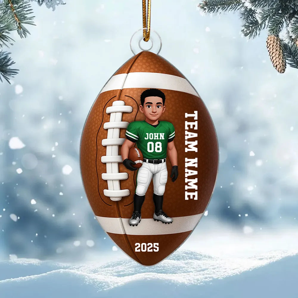 Football Player 3D Effect - Personalized Acrylic Ornament - Christmas Gift For Teen Boy, Son, Grandson