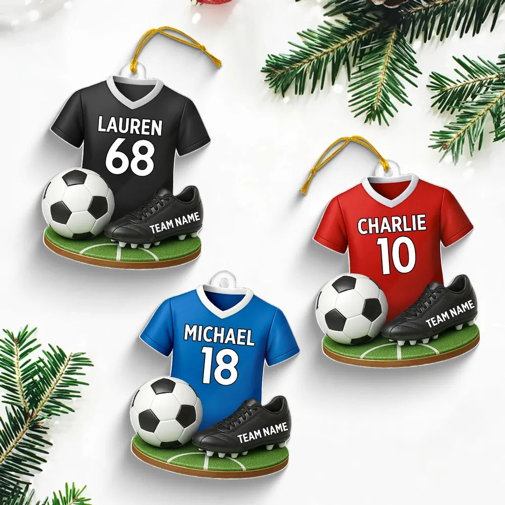 Soccer Kit 3D Effect - Personalized Acrylic Ornament - Christmas Gift For Son, Daughter, Grandkids