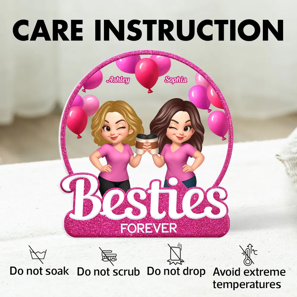Besties Sisters Partners In Crime Pink Balloons Personalized Acrylic Block