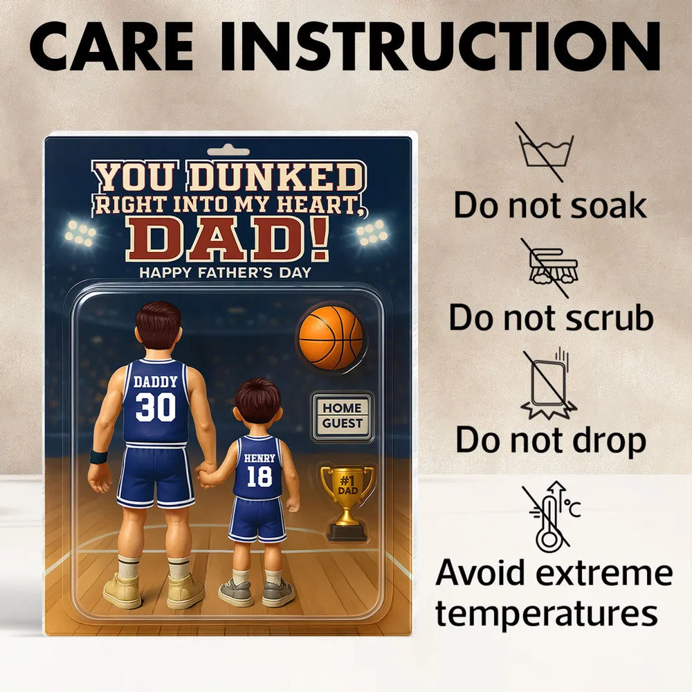 You Dunked Right into my Heart Dad, Basketball Custom Figure Personalized Acrylic Block Plaque, Father's Day Gift for Dad, Gift for Husband
