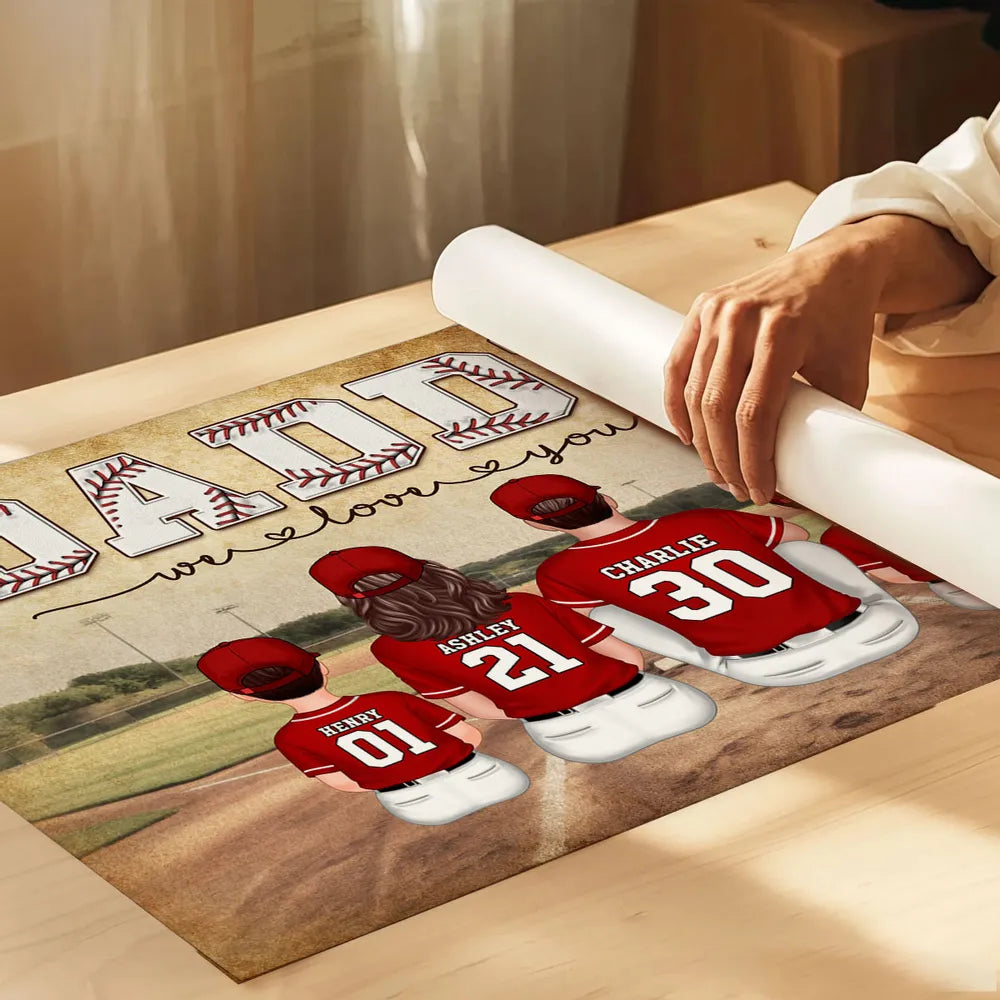 Retro Vintage Baseball Family Dad We Love You Personalized Poster, Gift For Dad