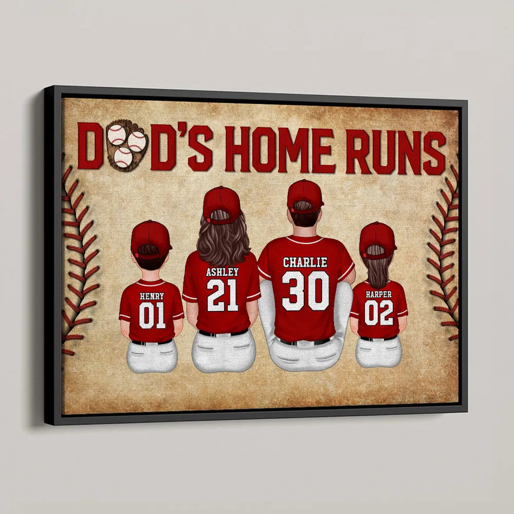 Baseball Family Dad's Home Run Personalized Poster, Gift For Dad