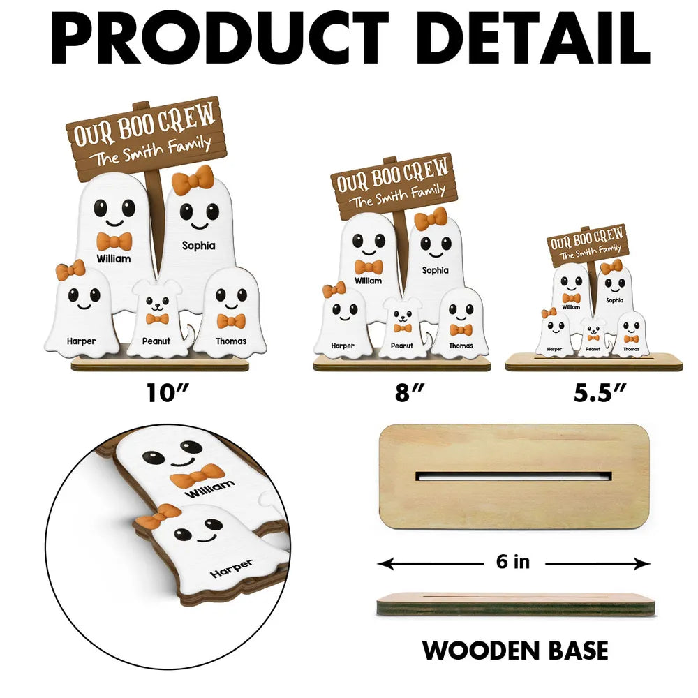 Halloween Boo Family Personalized 2-Layer Standing Wooden Plaque