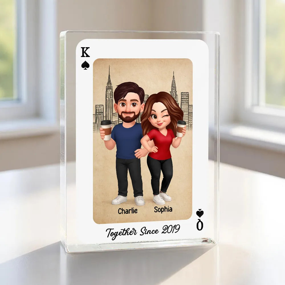 King and Queen Couple Personalized Acrylic Block, Anniversary Gift for him for her