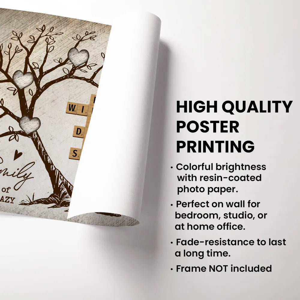 Family Heart Tree Crossword Puzzle, Captured In A Moment, Cherished For A Lifetime - Personalized Poster