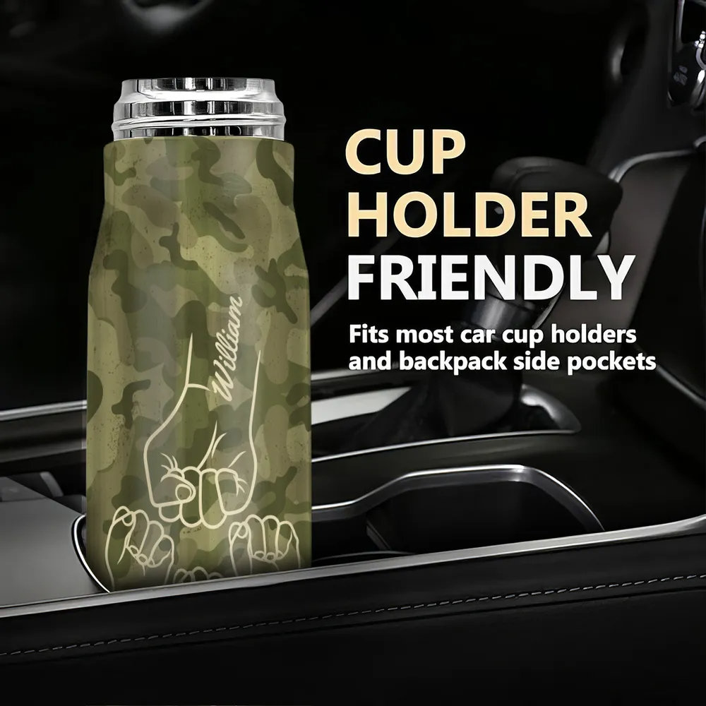 Best Dad Papa Grandpa Ever Fist Bump Outline Nation Flag Camouflage Pattern Gift For Husband Father Figures Personalized Bullet Tumbler