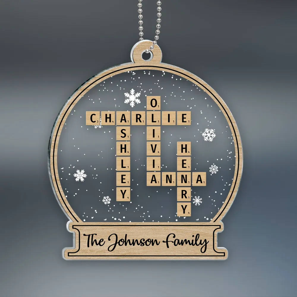 Family Gift Christmas Decor Crossword Puzzle Art Personalized Acrylic Ornament