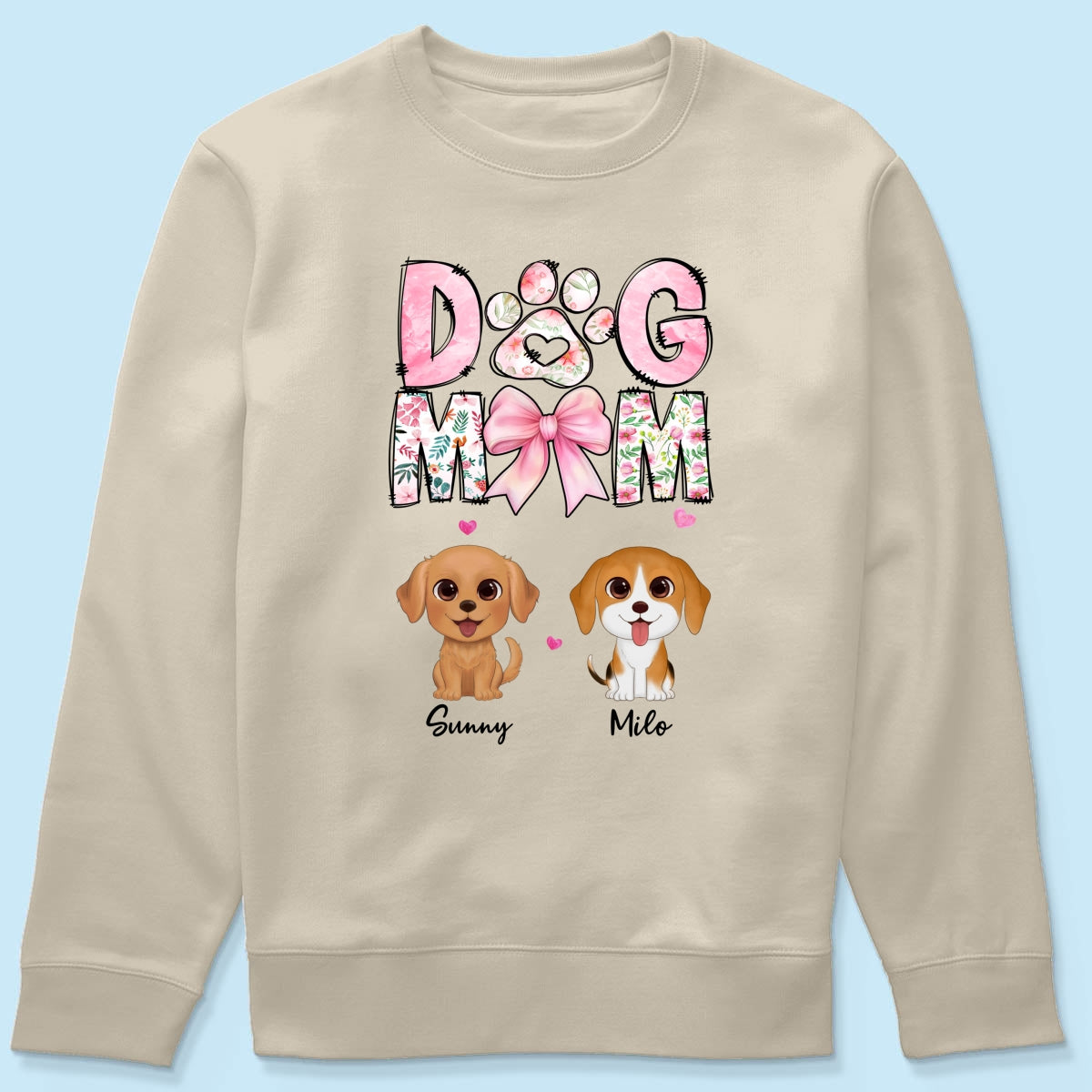 Dog Mom Pink Coquette Personalized Shirt, Watercolor Cute Dog, Gift for Dog Moms