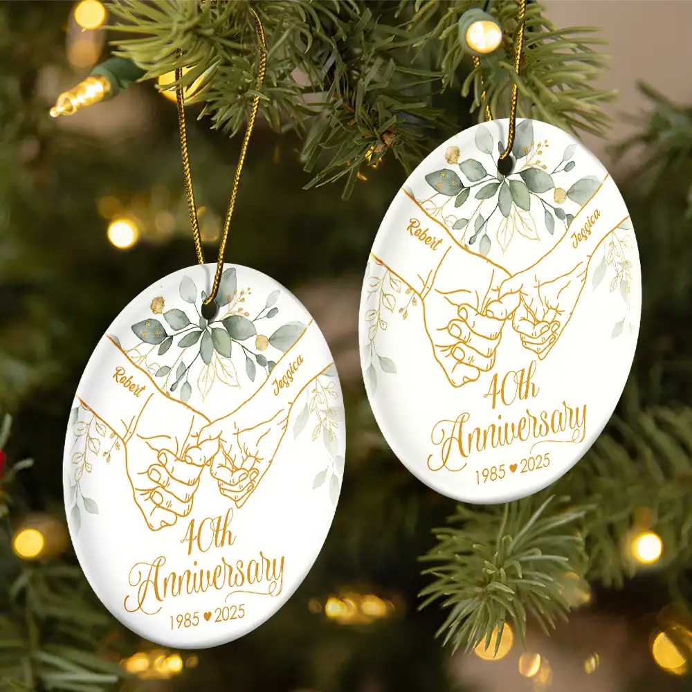 50th Anniversary Forever Holding Hands - Personalized Circle Acrylic Ornament