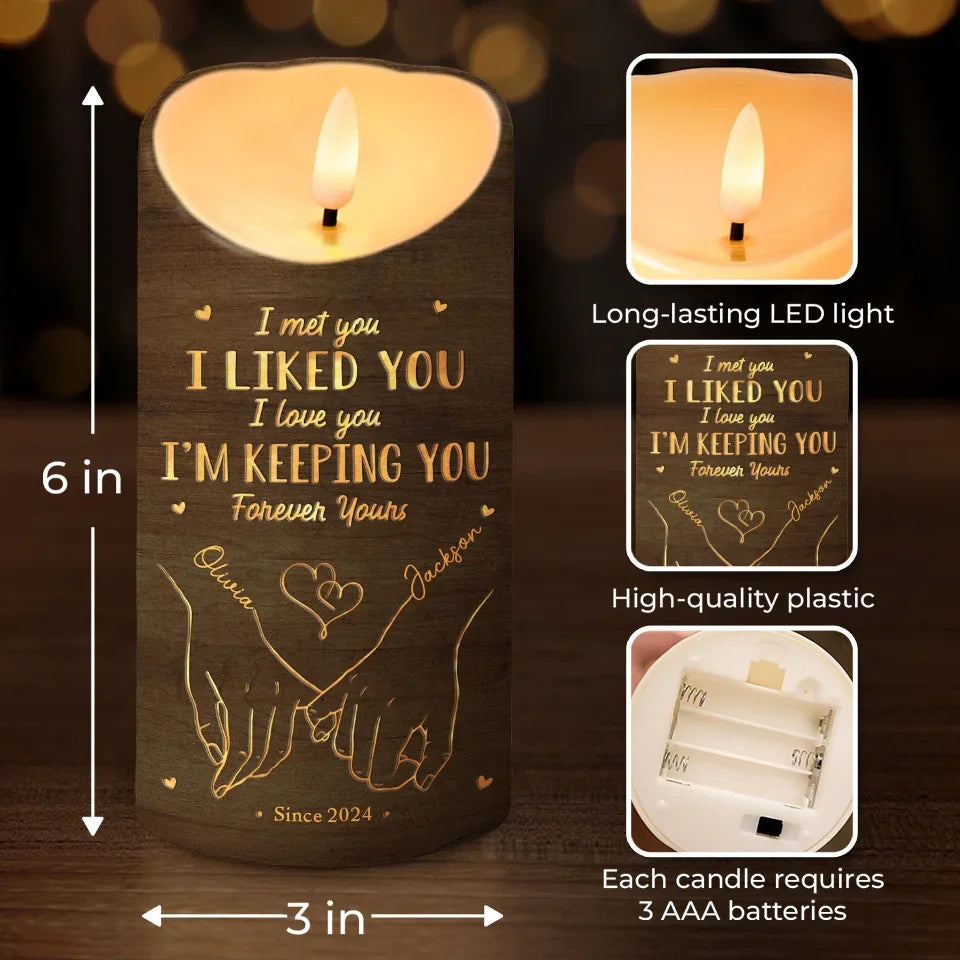 You're My Happy Place - Couple Personalized Custom LED Candle - Gift For Husband Wife, Anniversary