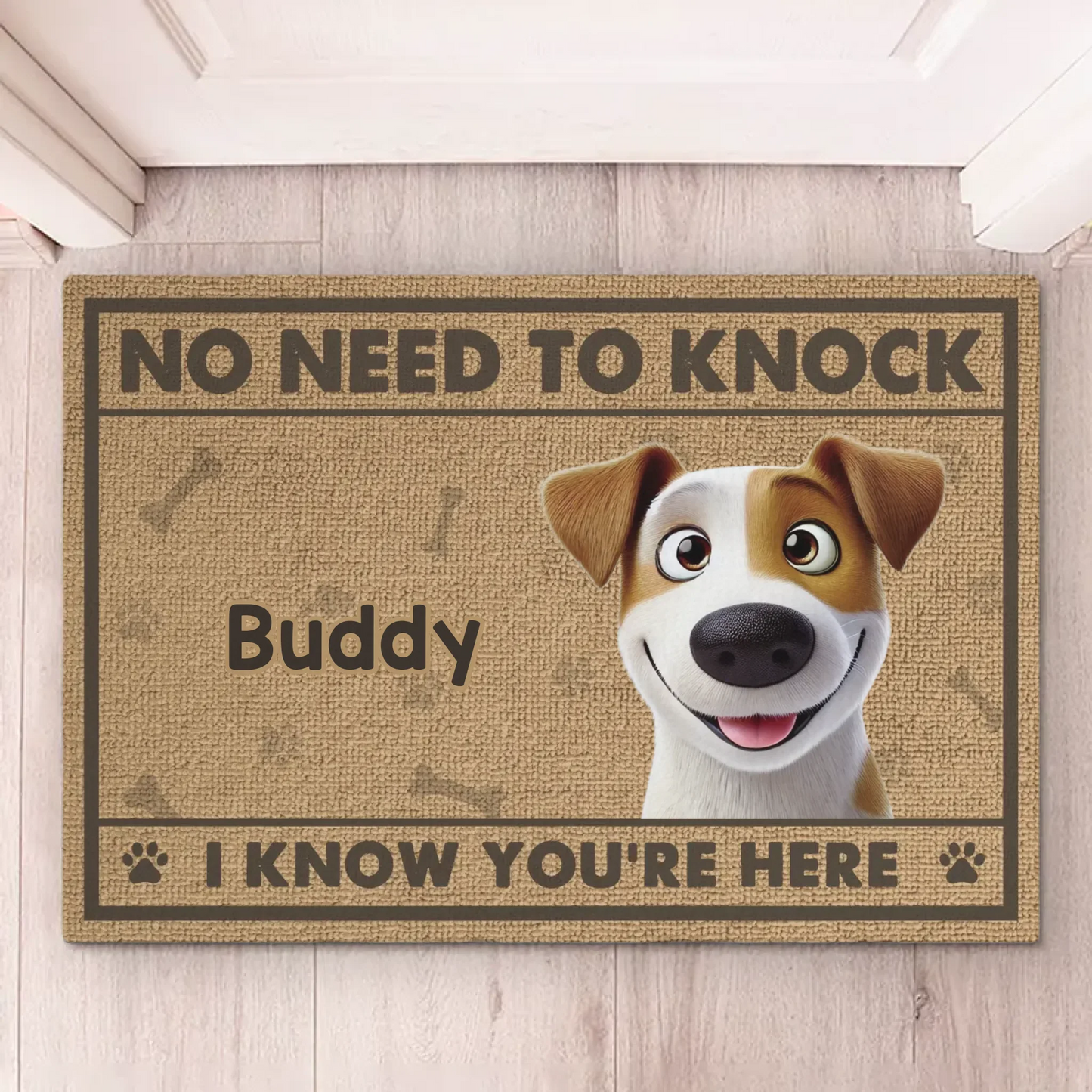 No Need To Knock, Our Security System Has Paws - Dog Personalized Custom Home Decor Decorative Mat - House Warming Gift For Pet Owners, Pet Lovers