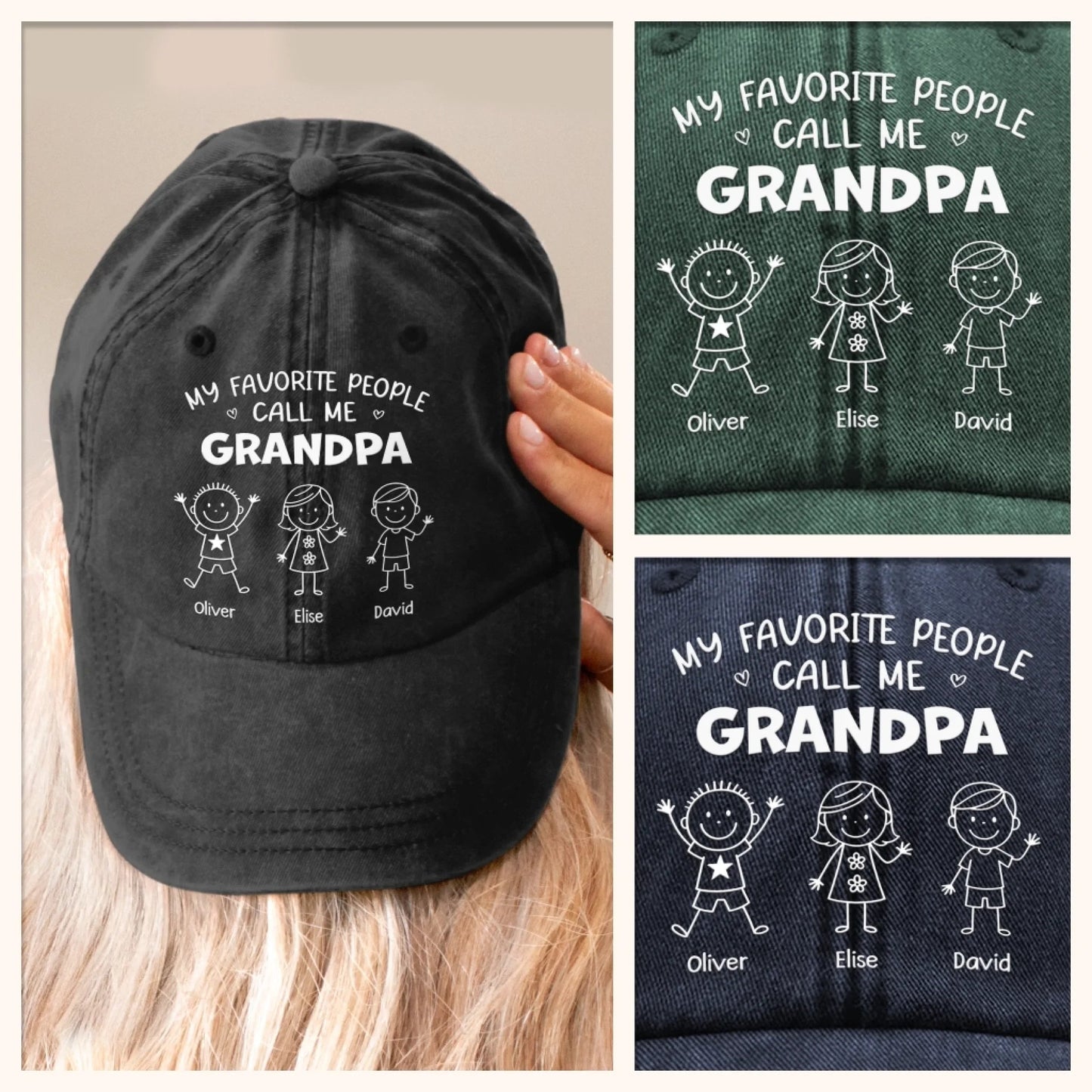 Custom Vintage Washed Denim Baseball Cap - Personalized Birthday Gifts For Dad, Grandpa - Loved By My Favorite Crew