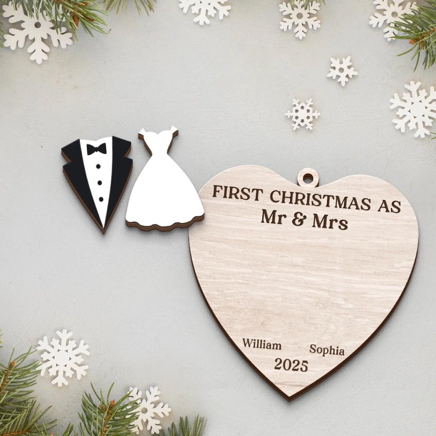 Custom Double Layer Wooden Ornament - Personalized Anniversary Christmas Wedding Gifts For Husband And Wife, Him And Her - Our New Chapter Begins