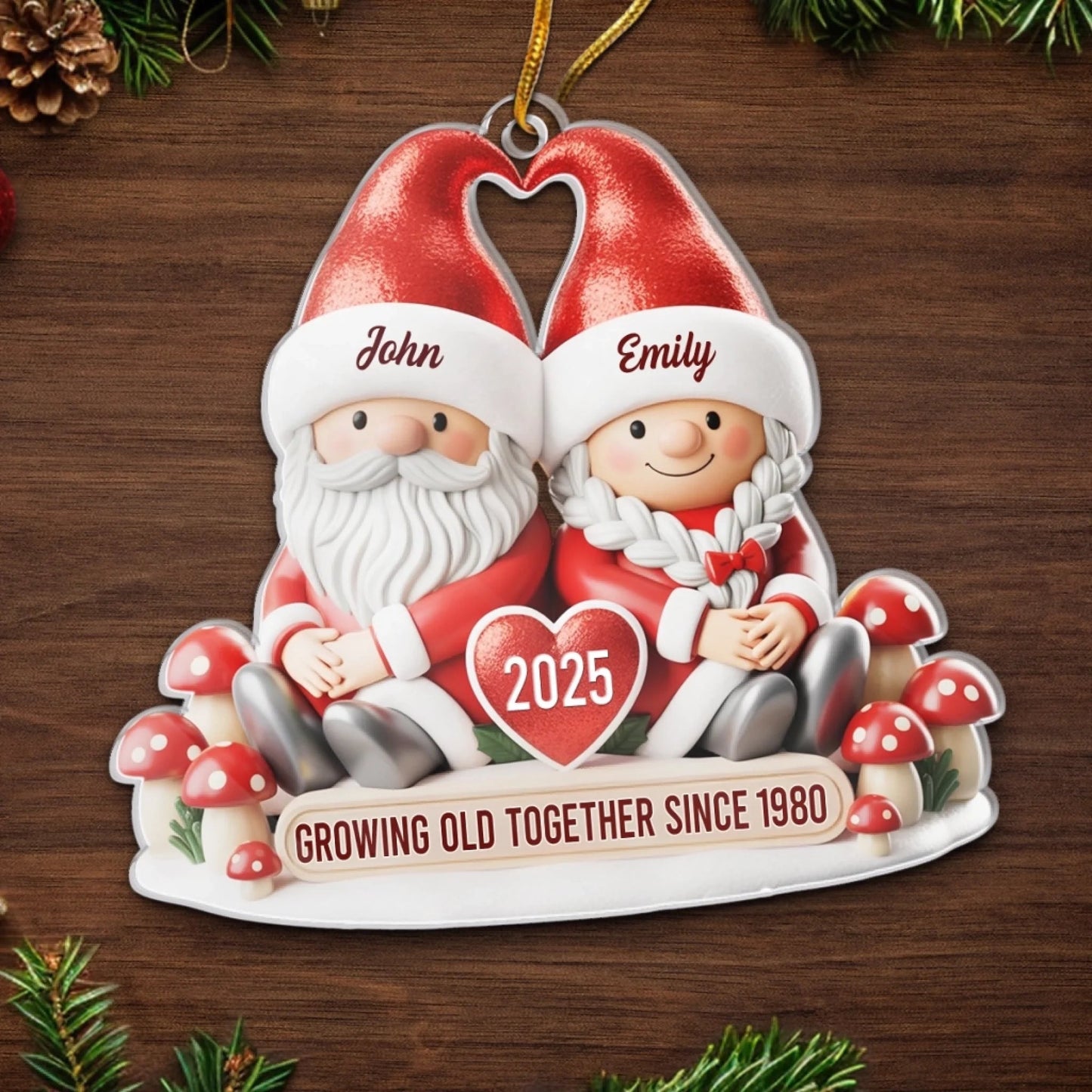 Custom Acrylic Ornament - Personalized Anniversary Christmas Wedding Gifts For Husband And Wife, Him And Her - My Happily Ever Gnome