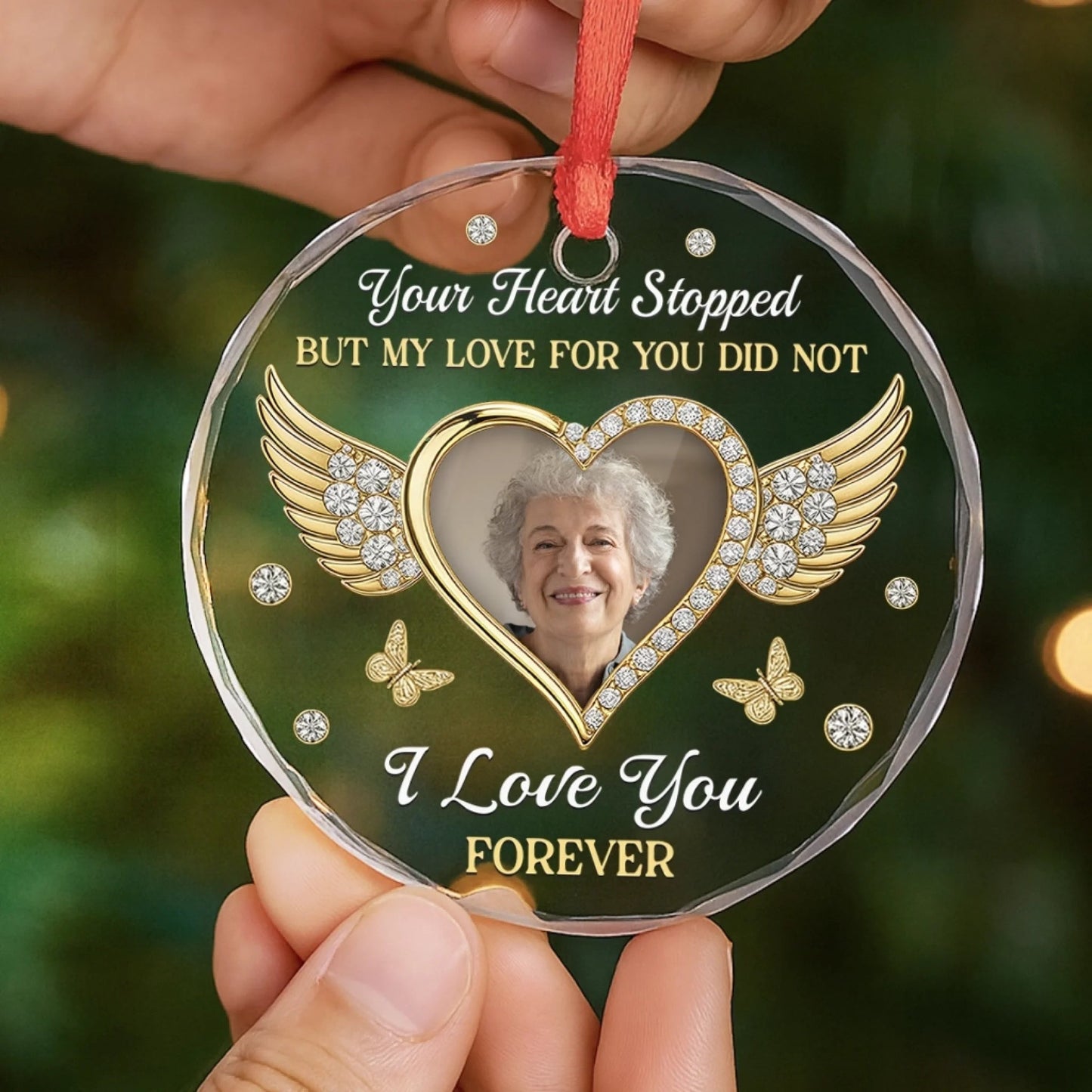 Custom Photo Circle Acrylic Ornament - Personalized Christmas Memorial Sympathy Gifts For Loss Of Mom, Dad - My Love For You Lives On