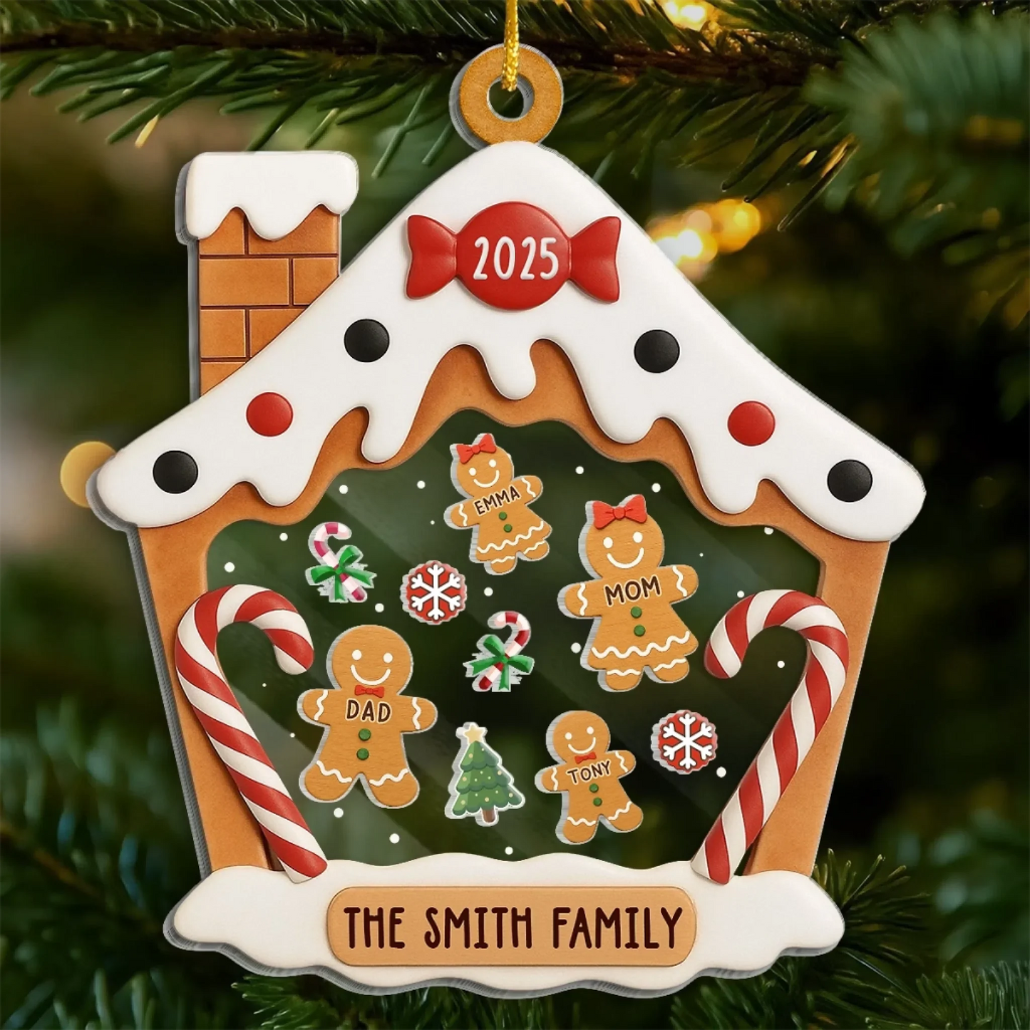 Custom Acrylic Ornament - Personalized Christmas Birthday Gifts For Mom, Dad, Kids - Our Cozy Little Christmas Cottage