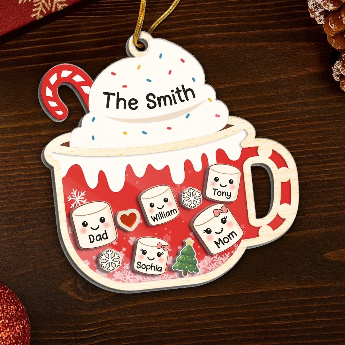 Custom Ornament - Personalized Christmas Birthday Gifts For Mom, Dad, Kids - Little Marshmallows, Big Love