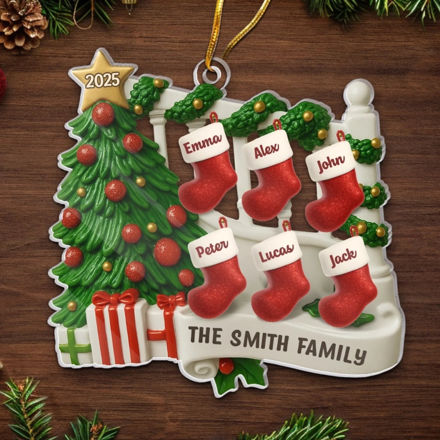 Custom Acrylic Ornament - Personalized Christmas Birthday Gifts For Mom, Dad, Kids - A Family Stitched By Love