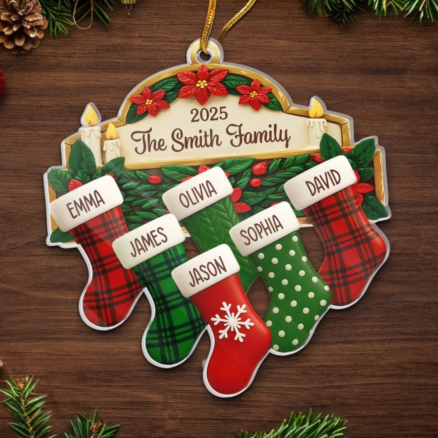 Custom Acrylic Ornament - Personalized Christmas Birthday Gifts For Mom, Dad, Kids - Hung Together, Loved Forever