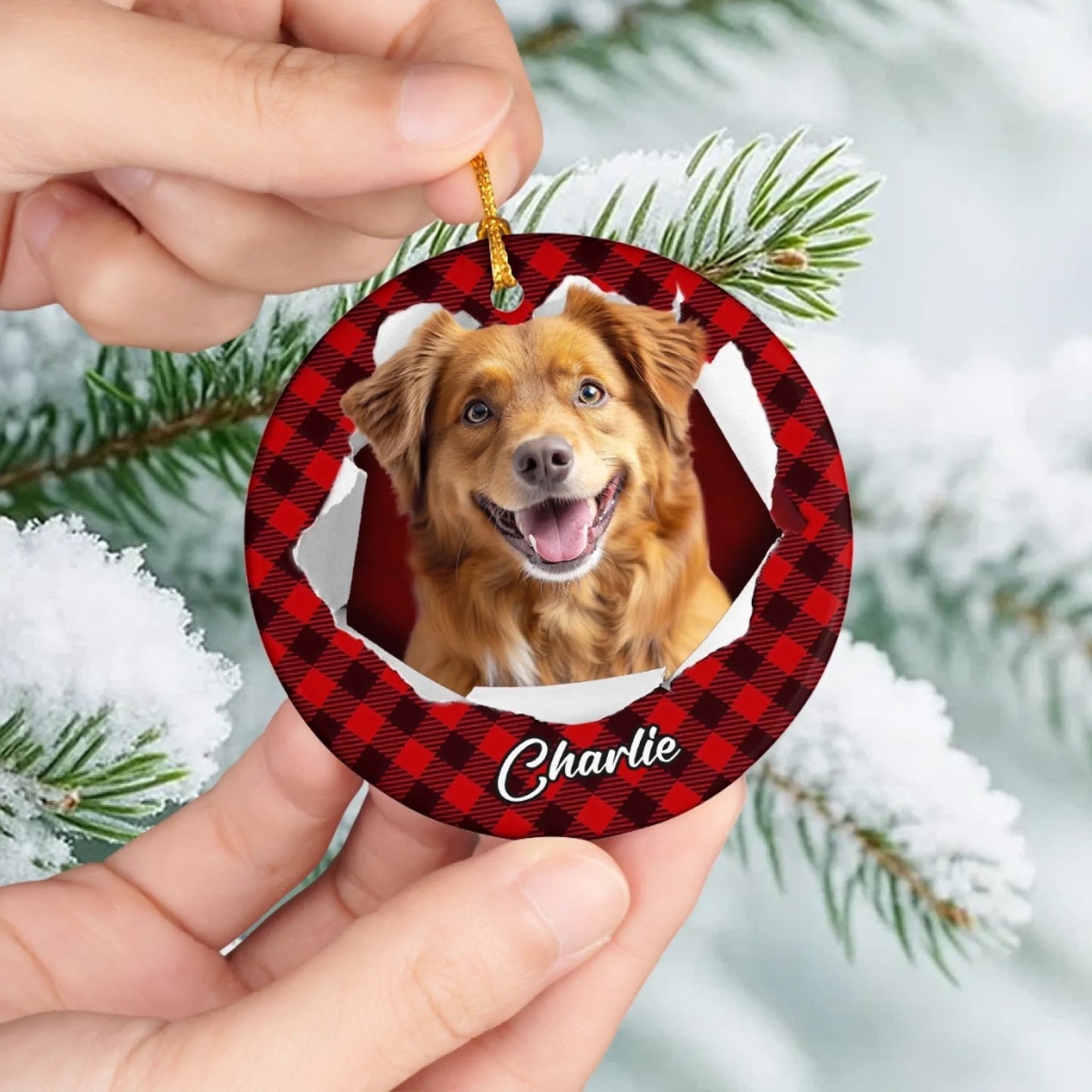 Custom Photo Acrylic Ornament - Personalized Christmas Birthday Gifts For Dog Cat Lovers, Dog Dad And Mom, Cat Owners - Tails Wag, Hearts Glow