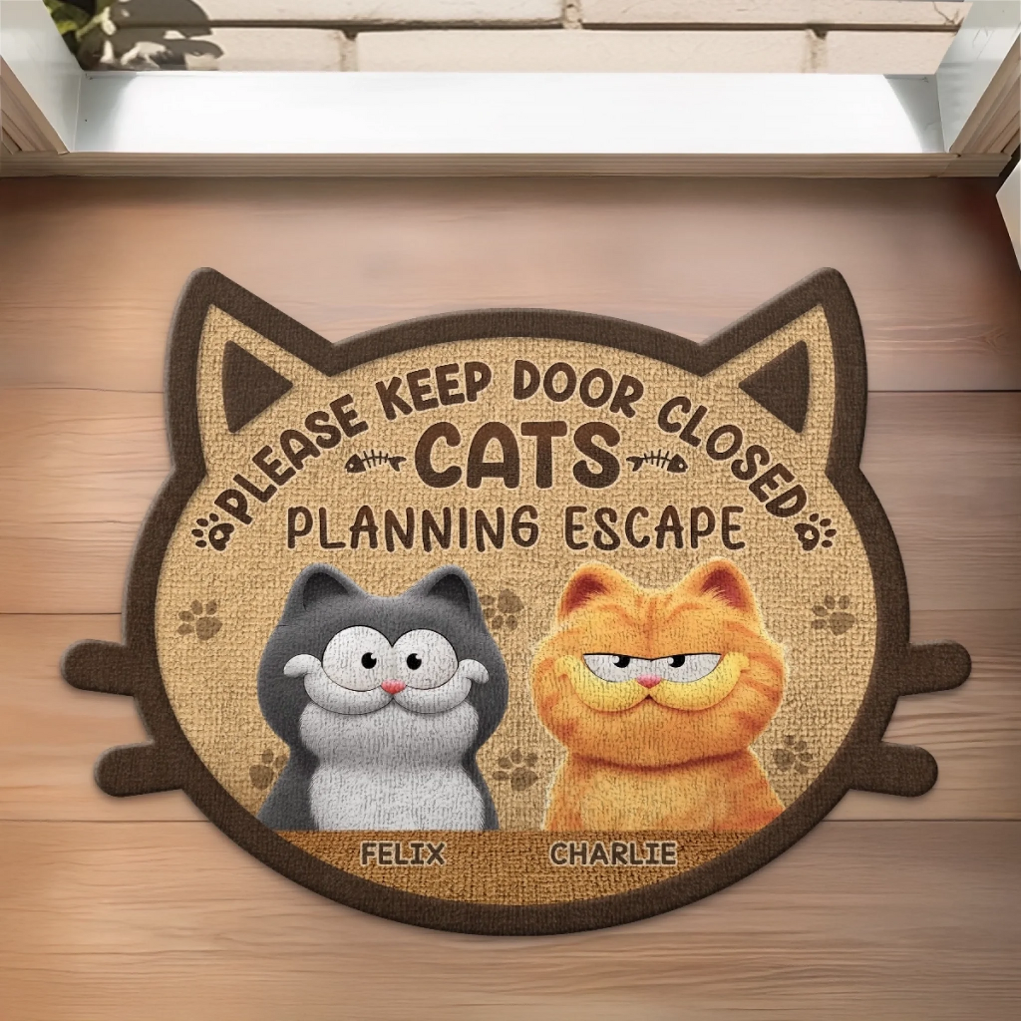 Custom Shaped Doormat - Personalized Birthday Gifts For Cat Lovers, Cat Mom And Dad - Masters Of Sneak Attacks