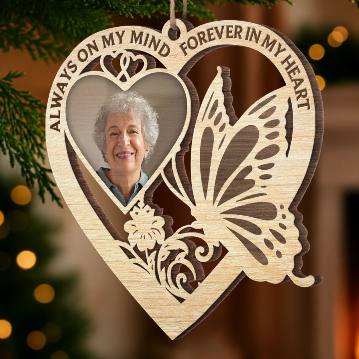 Custom Photo Wood Ornament - Personalized Christmas Memorial Sympathy Gifts For Loss Of Mom, Dad - In Loving Memory