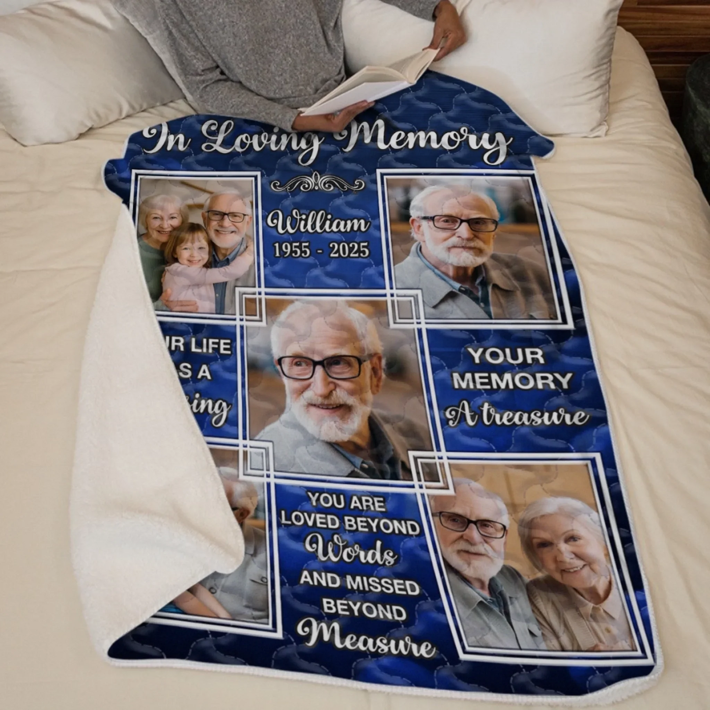 Custom Photo Blanket - Personalized Christmas Memorial Sympathy Gifts For Loss Of Mom, Dad - Love Holds Beyond The Years