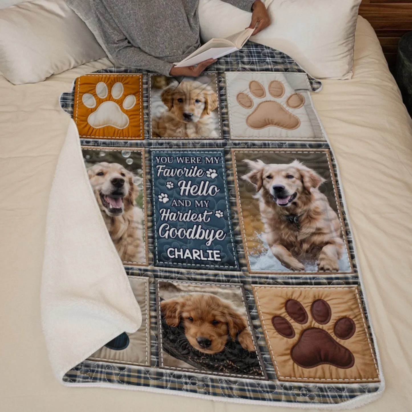 Custom Photo Blanket - Personalized Pet Christmas Memorial Sympathy Gifts For Dogs, Cats - Forever Treasured Never Forgotten