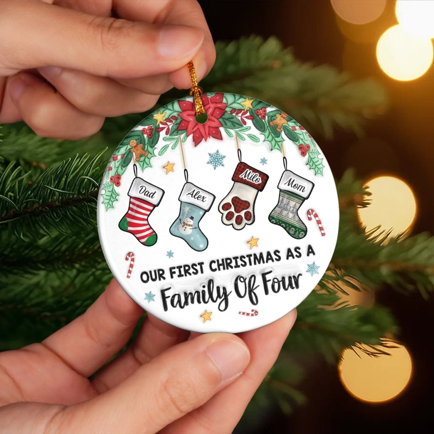 Custom First Christmas Acrylic Ornament - Personalized Christmas Birthday Gifts For Mom, Dad, Brother, Sister, Kids - Our Family’s First Christmas Magic
