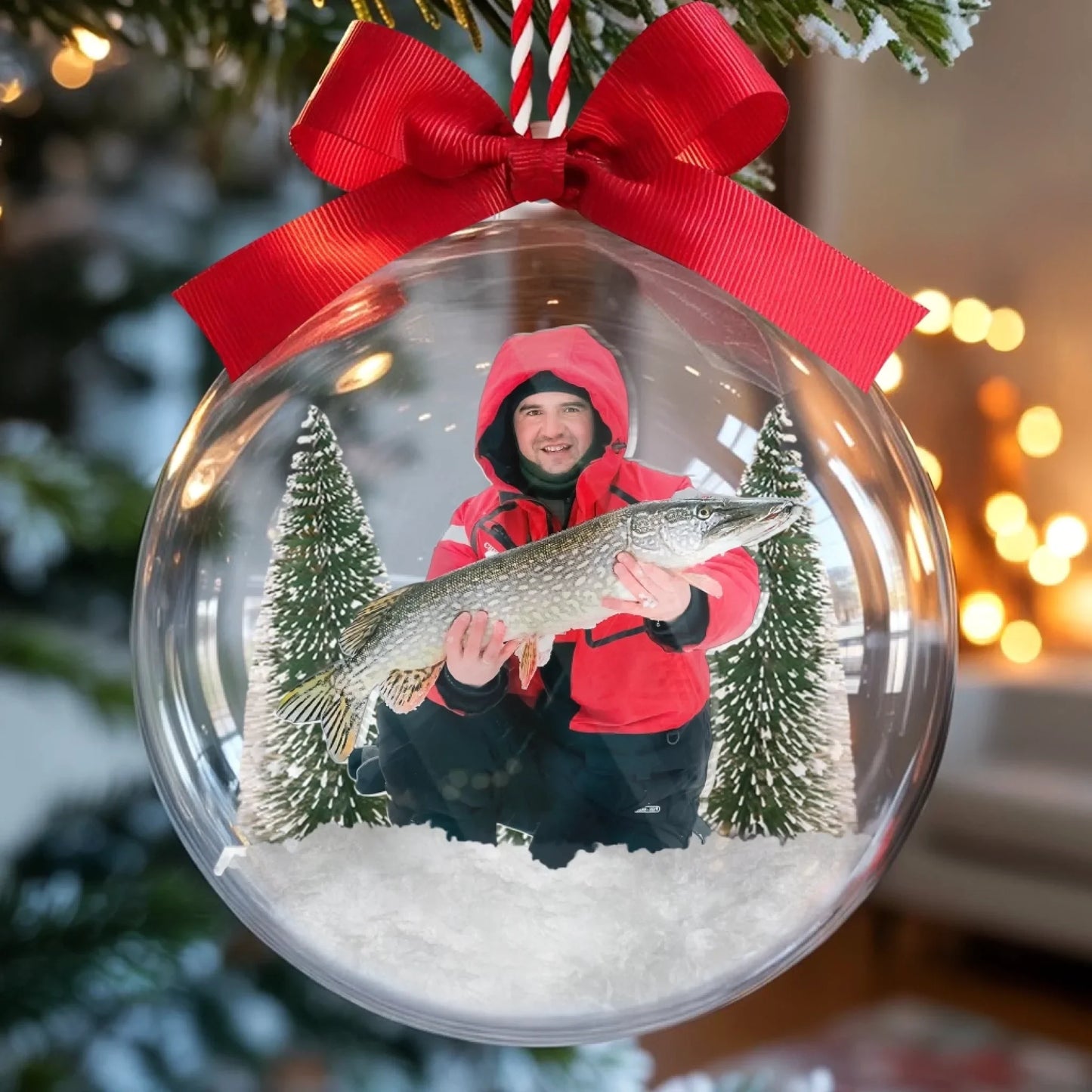 Custom Photo 3D Acrylic Ball Ornament - Personalized Christmas Birthday Fishing Gifts For Fisherman - Santa’s Secret Fishing Buddy
