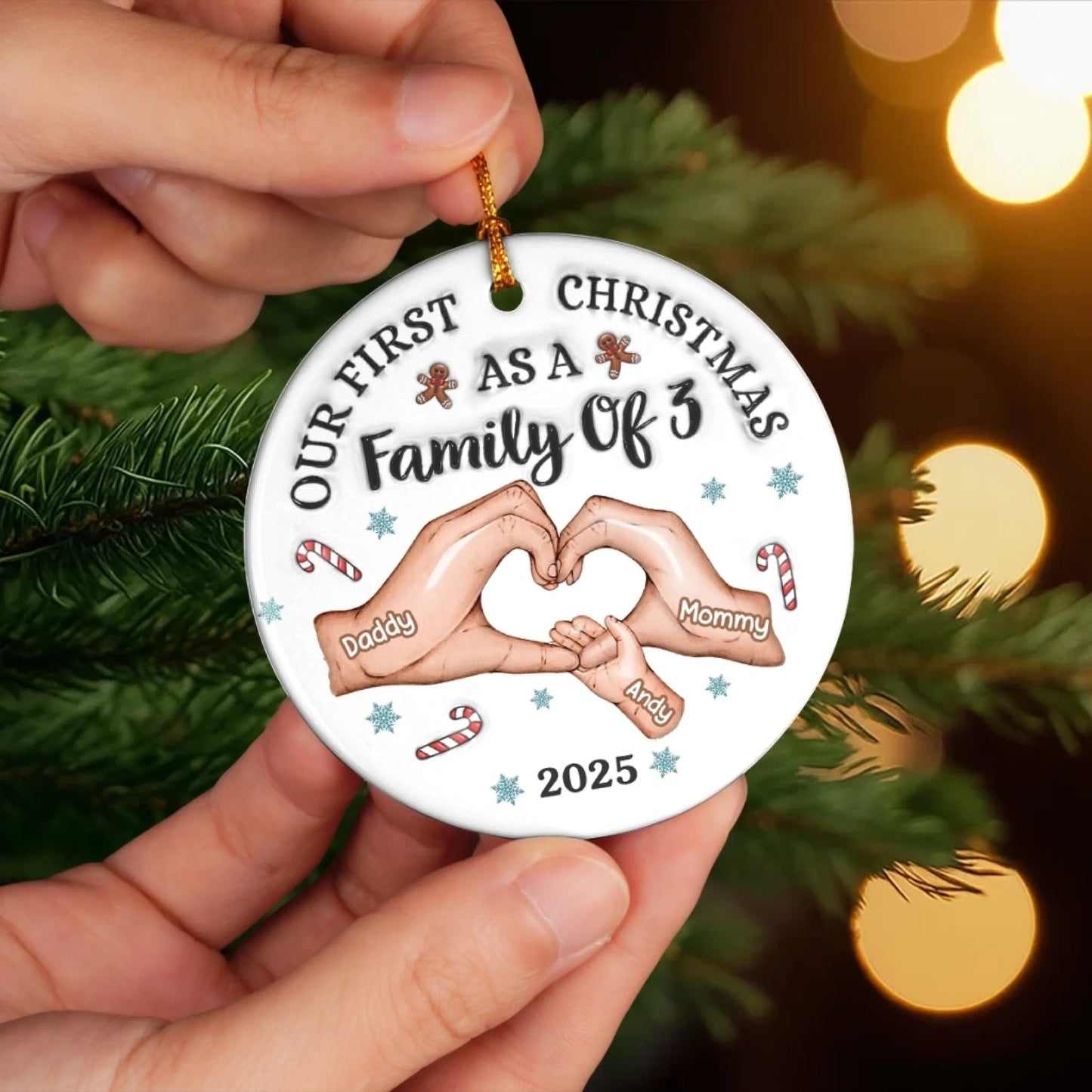 Custom First Christmas Acrylic Ornament - Personalized Christmas Birthday Gifts For Mom, Dad, Brother, Sister, Kids - Together Is Our Best Place