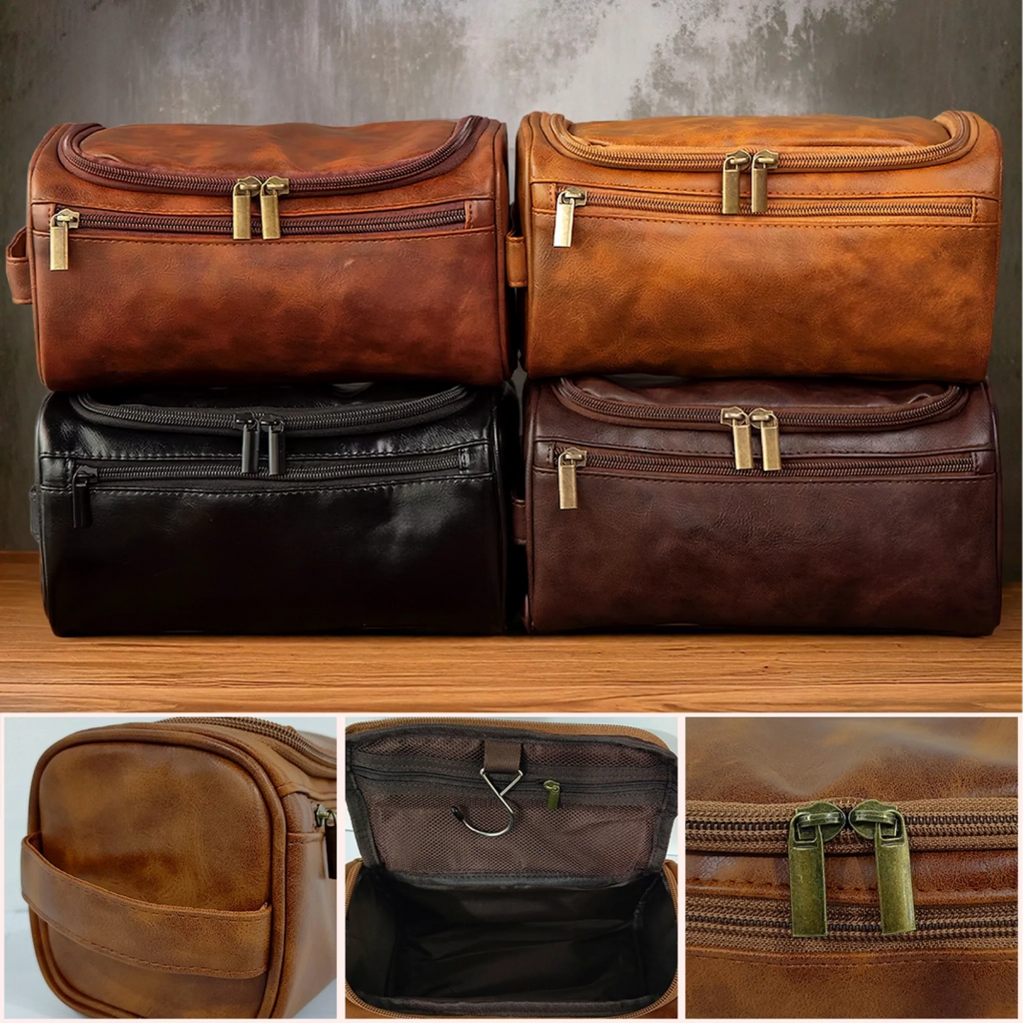 Custom Engraved Leather Toiletry Bag - Personalized Birthday Gifts For Dad, Brother, Grandpa, Husband - For The Man Who’s Always On The Move