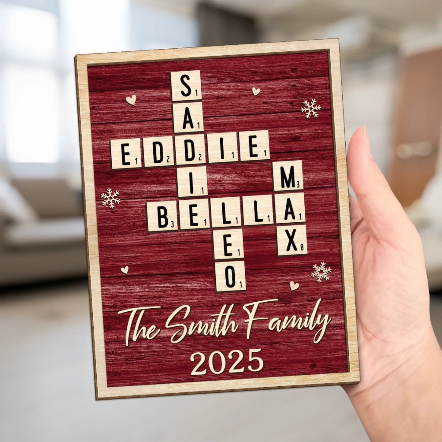Custom Scrabble 2-Layered Wooden Plaque - Personalized Christmas Birthday Gifts For Mom, Dad, Brother, Sister, Kids - Together We Sparkle