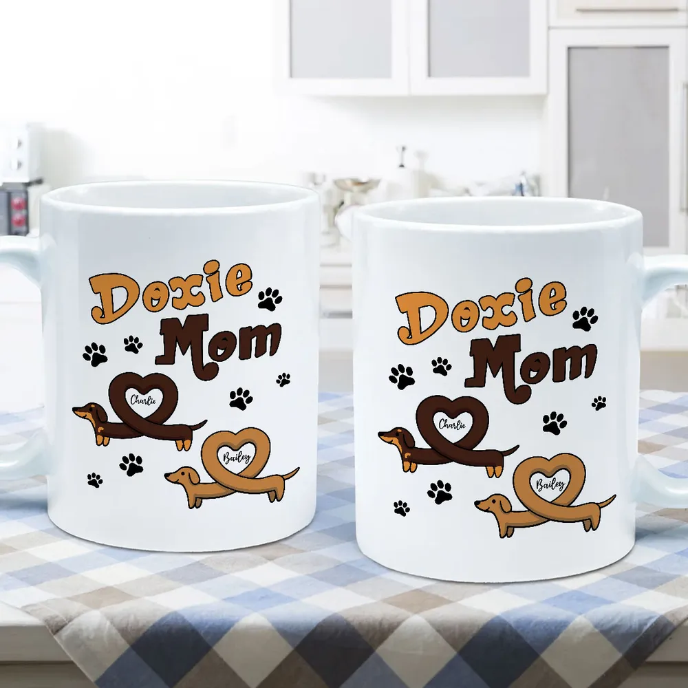 Doxie Mom Cute Heart Dachshunds Personalized Mug