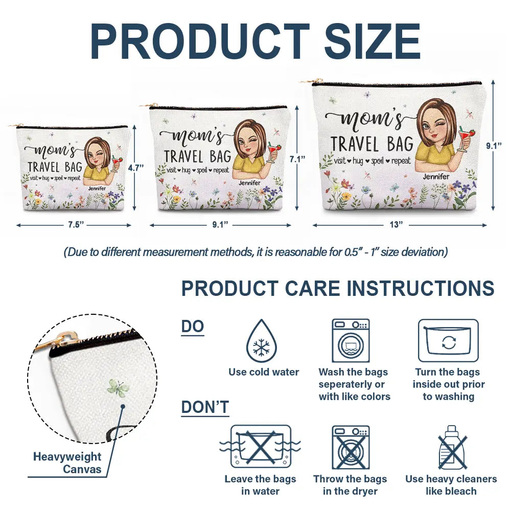 Mom's Grandma's Travel Bag - Personalized Cosmetic Bag